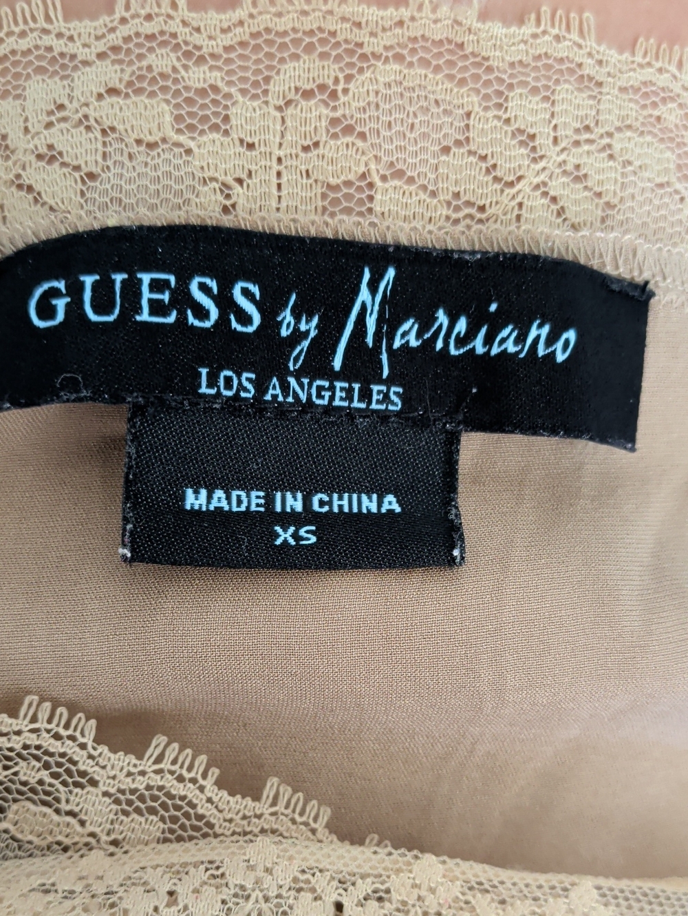 Marciano silk lace cami in camel - Picture 3 of 5